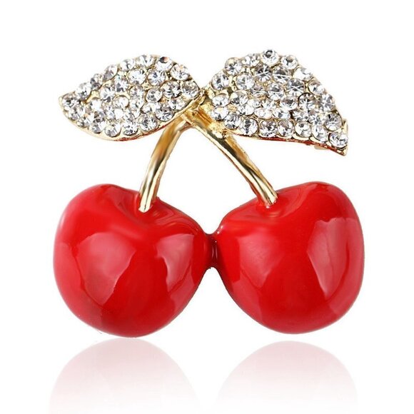 MACY'S Cherry brooch WITH crystals - Picture 1 of 1
